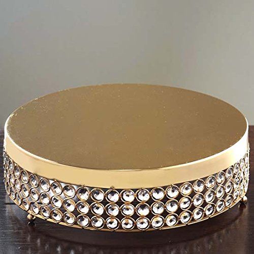  Tableclothsfactory Gold Grand Wedding Beaded Crystal Metal Cake Centerpiece Stand Wedding Party Rise Cake Display Stand - 15.5 Diameter