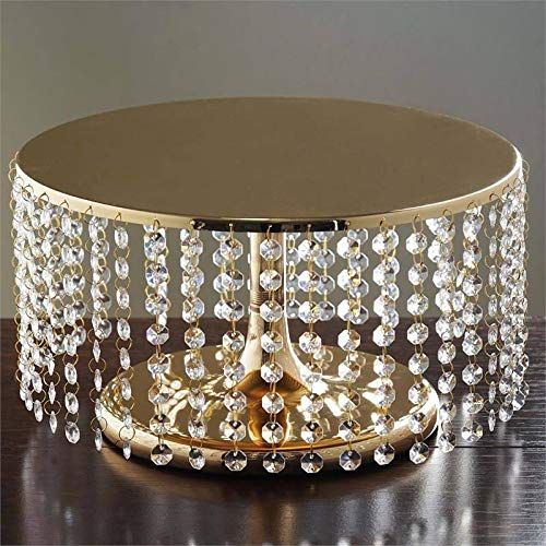  Tableclothsfactory Gold Breathtaking Crystal Pendants Metal Chandelier Wedding Cake Stand - 7.5 Tall