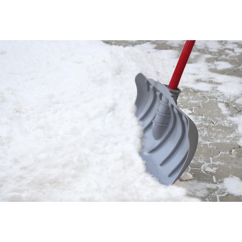  TABOR TOOLS J219 18 Blade Snow Pusher with Fiberglass Handle, Snow Shovel With Comfortable D-Grip 35 Handle (Snow Pusher)