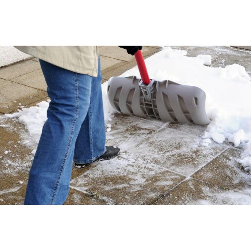  TABOR TOOLS J219 18 Blade Snow Pusher with Fiberglass Handle, Snow Shovel With Comfortable D-Grip 35 Handle (Snow Pusher)