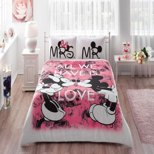  TAC Disney Minnie&Mickey Beloved DOUBLE DUVET QUILT COVER SET 4 PCS NEW LICENSED