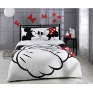 TAC Deconation 100% Cotton Comforter Set Full Queen Size Minnie Loves Kisses Mickey Mouse Heart Theme Bedding Linens Quilt Doona Cover Sheets
