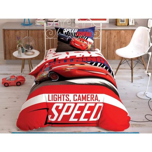  TAC Licensed 100% Cotton 3 Pcs Twin/Single Size Duvet Cover Set Disney Cars Spectator (No Comforter)