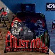 TAC Star Wars Glow By Night Single/Twin Size Duvet Quilt Cover Set Enlist Now The Galactic Empire Themed Bedding Linens 100% Cotton 3 pcs