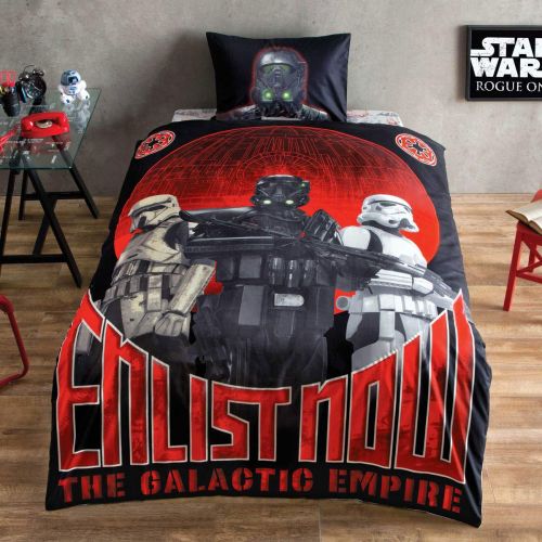  TAC Star Wars Glow By Night Single/Twin Size Duvet Quilt Cover Set Enlist Now The Galactic Empire Themed Bedding Linens 100% Cotton 3 pcs