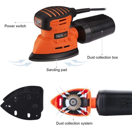  [아마존 핫딜]  [아마존핫딜]TACKLIFE Classic Mouse Detail Sander with 12Pcs Sandpapers, 12,000 OPM Sander, Efficient Dust Collection System For Tight Spaces Sanding in Home Decoration, DIY - PMS01A