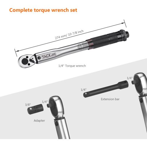  [아마존 핫딜]  [아마존핫딜]TACKLIFE 1/4 Drive Click Torque Wrench Set 3/8 Adapter, 2.95-inch Extension Bar, 3/8 Reducer (20-200 in.-lb./2.26-22.6 Nm)-HTW4A