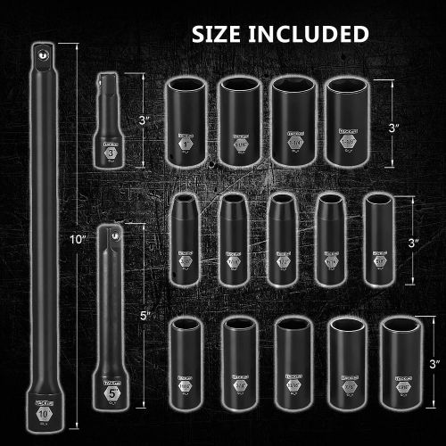  [아마존 핫딜]  [아마존핫딜]TACKLIFE 1/2-Inch Drive Master Deep Impact Socket Set, Inch, CR-V, 6 Point, 17-Piece Set - HIS2A