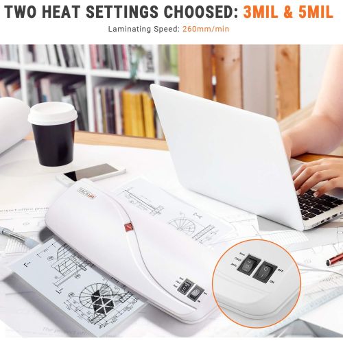  [아마존 핫딜]  [아마존핫딜]TACKLIFE Thermal Laminator, Hot & Cold Laminating Machine with Two Heat Settings, ABS Button, 3 Min Fast Warm-up for Office/School/Home - 10 Laminator Pouches (4A4, 3A5, 3Card Films) Includ