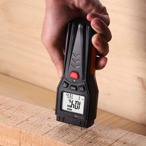  [아마존 핫딜]  [아마존핫딜]TACKLIFE Moisture Meter, Digital Damp Meter Detector with 7 Modes, LCD Backlight, Data Hold Function for Wood, Plants, Cement, Range 0.0%～60.0% - Test Pins and Battery Included MWM03