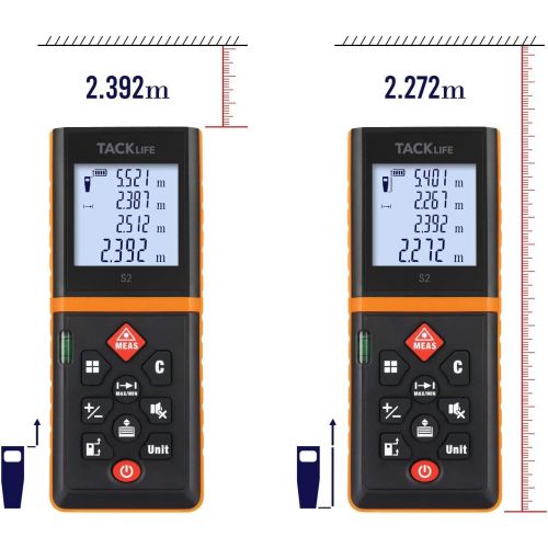  [아마존 핫딜] [아마존핫딜]TACKLIFE Tacklife Advanced Laser Measure 196 Ft Digital Laser Tape Measure with Mute Function Laser Measuring Device with Pythagorean Mode, Measure Distance, Area and Volume Black&Orange