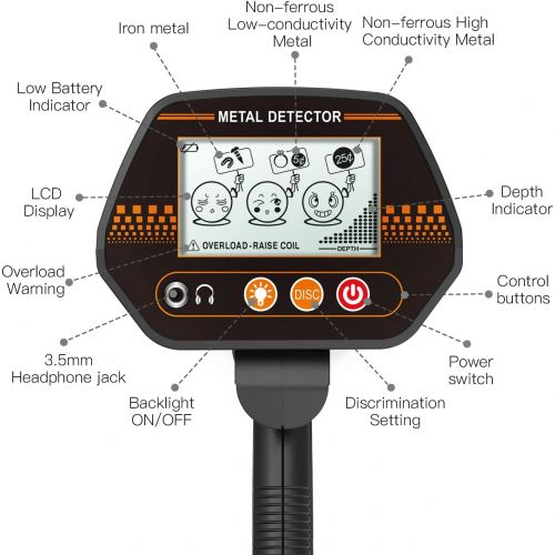  [아마존 핫딜] [아마존핫딜]TACKLIFE Metal Detector, 3 Modes Adjustable Waterproof Detectors (24-45) with Larger Back-lit LCD Display, 3 Audio Tone & DISC Mode - Carrying Bag and Batteries Included, Easy to Operate fo