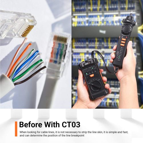  [아마존 핫딜] [아마존핫딜]TACKLIFE Wire Tracker, Multifunctional RJ11 RJ45 Cable Tester Line Finder With NCV Probe for Ethernet LAN Network Cable Collation, Telephone Wire Tester &Continuity Checking, Tacklife CT03