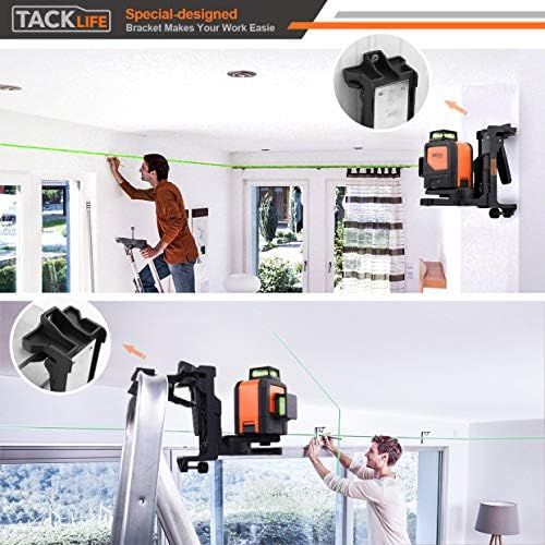  [아마존 핫딜] TACKLIFE 3D Green Beam Laser Level Self-leveling 3x360° Planes - 2x360° Vertical Lines & 1x360° Horizontal Line - Magnetic Pivoting Base, Auxiliary Supporting Bracket & Carrying Bag Include