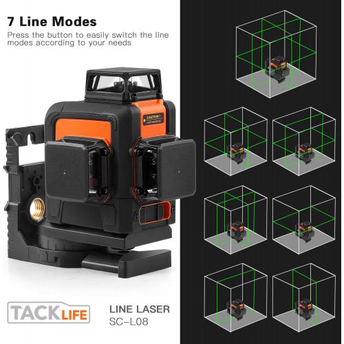  [아마존 핫딜] TACKLIFE 3D Green Beam Laser Level Self-leveling 3x360° Planes - 2x360° Vertical Lines & 1x360° Horizontal Line - Magnetic Pivoting Base, Auxiliary Supporting Bracket & Carrying Bag Include