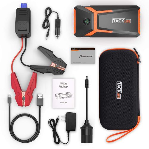  TACKLIFE T8 800A Peak 18000mAh Car Jump Starter (up to 7.0L Gas, 5.5L Diesel engine) with LCD Screen, USB Quick Charge, 12V Auto Battery Booster, Portable Power Pack with Built-in