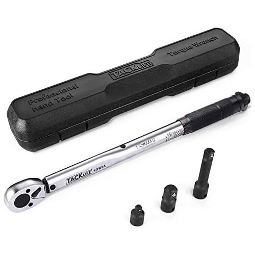  TACKLIFE 3/8 Drive Click Torque Wrench Set,With 1/2 & 1/4 Adapters And An Extension Bar (10-80 ft.- lb./13.6-108.5 Nm) - HTW1A