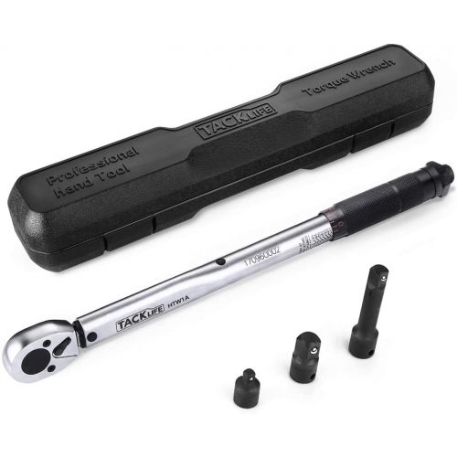  TACKLIFE 3/8 Drive Click Torque Wrench Set,With 1/2 & 1/4 Adapters And An Extension Bar (10-80 ft.- lb./13.6-108.5 Nm) - HTW1A