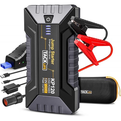  TACKLIFE 1200A Car Jump Starter for up to 8L Gas and 6L Diesel Engines, 12V Car Battery Booster, Portable Power Pack with Quick Charge 3.0 and Type-C port