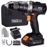 TACKLIFE Drill, Tacklife PCD04B 20V Cordless Drill Driver Set with Hammer Function MAX 2000Ah Lithium-Ion 1/2, 2-Speed Max Torque 310 In-lbs, 43pcs Accessories Included, 1 Hour Fast Charger