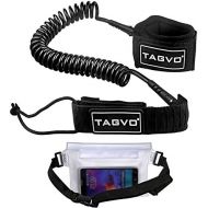 TAGVO Tagvo Sup Leash Coiled 10 Super Strong 7mm Cord with Waterproof Waist Pouch, Comfortable Padded Neoprene Ankle Cuff Stand up Paddle Board Leash with Double Swivels Anti-rust, Flexi