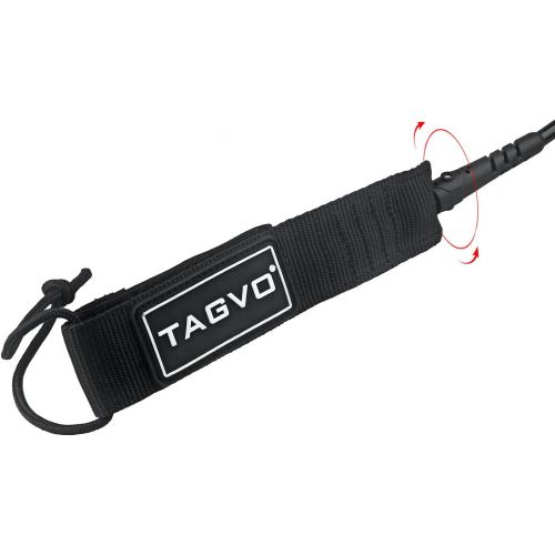  TAGVO Tagvo Sup Leash Coiled 10 Super Strong 7mm Cord with Waterproof Waist Pouch, Comfortable Padded Neoprene Ankle Cuff Stand up Paddle Board Leash with Double Swivels Anti-rust, Flexi