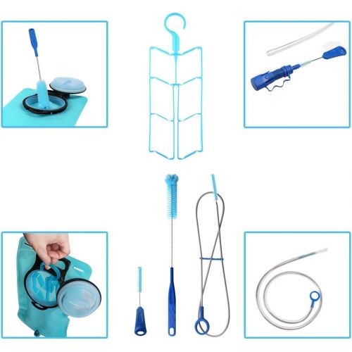  [아마존베스트]TAGVO Hydration Bladder Tube Brush Cleaning Kit for Universal Bladders, 4 in 1 Cleaner Set-Long Brush for Hose, Small Brush for Bite Valve, Big Brush for Bladder & Collapsible Hang