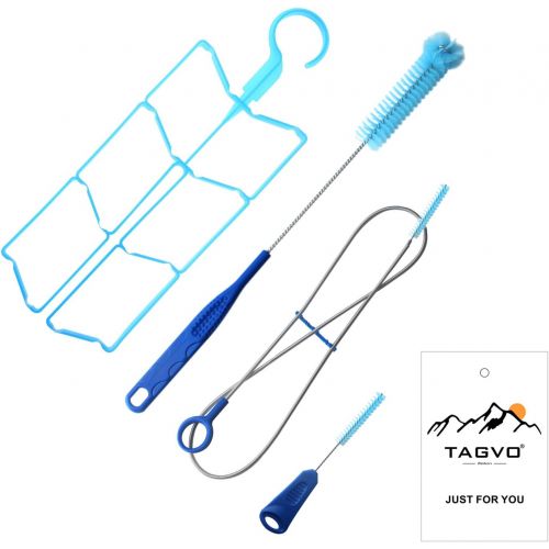  [아마존베스트]TAGVO Hydration Bladder Tube Brush Cleaning Kit for Universal Bladders, 4 in 1 Cleaner Set-Long Brush for Hose, Small Brush for Bite Valve, Big Brush for Bladder & Collapsible Hang