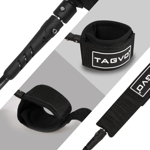  Tagvo Sup Leash Coiled 10 Super Strong 7mm Cord with Waterproof Waist Pouch, Comfortable Padded Neoprene Ankle Cuff Stand up Paddle Board Leash with Double Swivels Anti-rust, Flexi