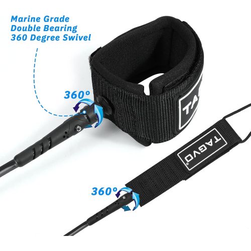  Tagvo Sup Leash Coiled 10 Super Strong 7mm Cord with Waterproof Waist Pouch, Comfortable Padded Neoprene Ankle Cuff Stand up Paddle Board Leash with Double Swivels Anti-rust, Flexi