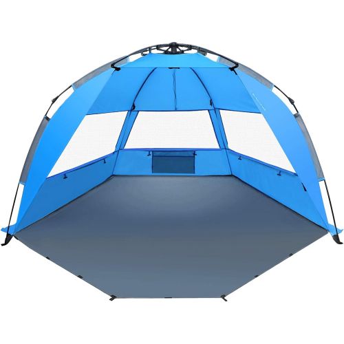  TAGVO Beach Tent, X-Large Pop Up Sun Shelter, Easy Set Up, Portable Instant Beach Canopy Baby Tent, UPF 50+ Sun Protection Good Ventilation 3-4 Person Sun Shade Tent with Ventilati