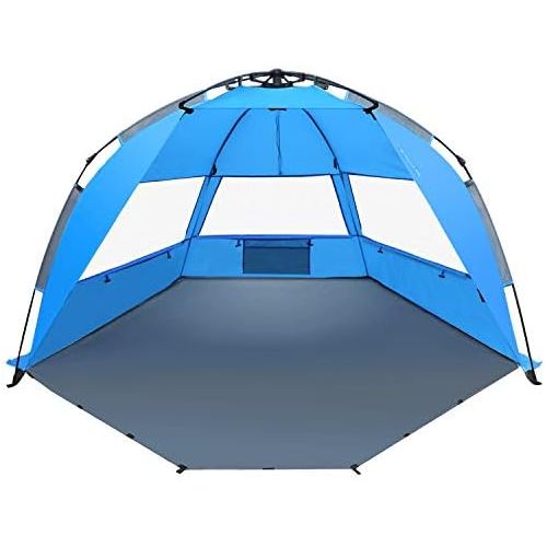  TAGVO Beach Tent, X-Large Pop Up Sun Shelter, Easy Set Up, Portable Instant Beach Canopy Baby Tent, UPF 50+ Sun Protection Good Ventilation 3-4 Person Sun Shade Tent with Ventilati