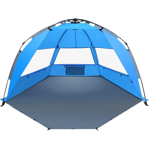  TAGVO Beach Tent, X-Large Pop Up Sun Shelter, Easy Set Up, Portable Instant Beach Canopy Baby Tent, UPF 50+ Sun Protection Good Ventilation 3-4 Person Sun Shade Tent with Ventilati