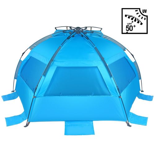  TAGVO Tagvo Pop Up Beach Tent Sun Shelter Easy Set Up Tear Down, Fiberglass Frame Lightweight 4.7lb Compact Instant Beach Canopy, UPF 50+ Sun Protection 3 Zipper Screen Windows Ventilati