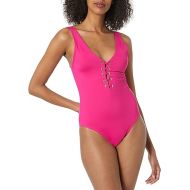 TAHARI Womens Lace-Up Solid One-Piece Swimsuit