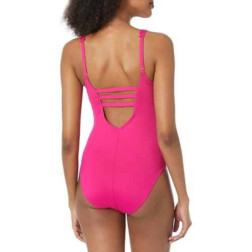  TAHARI Womens Lace-Up Solid One-Piece Swimsuit