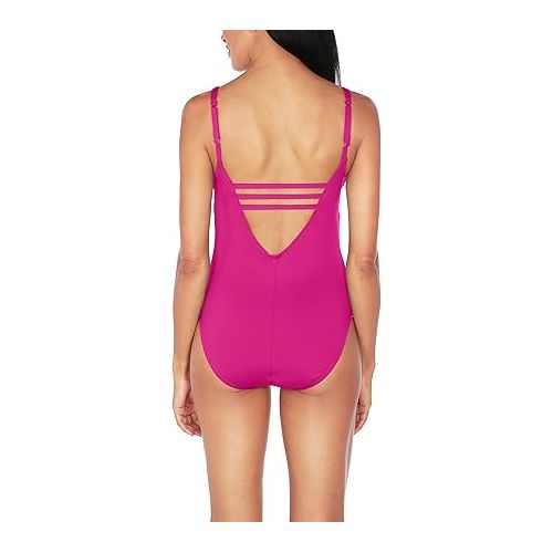  TAHARI Womens Lace-Up Solid One-Piece Swimsuit