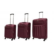 TAHARI NEW YORK Bryant Park Collection 3 Piece Lightweight Expandable Molded Face Soft Sided Fashion Luggage Set Great for Travel and Trips (Wine)