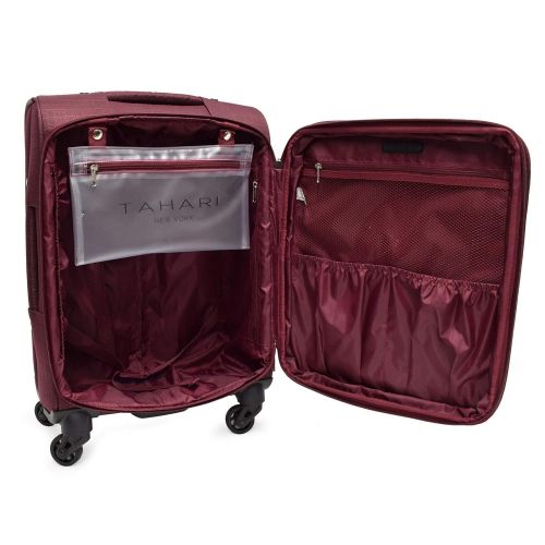  TAHARI NEW YORK Bryant Park Collection 3 Piece Lightweight Expandable Molded Face Soft Sided Fashion Luggage Set Great for Travel and Trips (Wine)