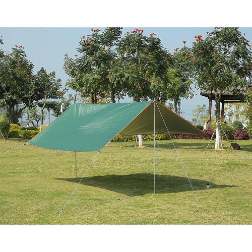  TAHUAON Hammock Camping Rain Tarp Waterproof Tent Tarp Ground Cover for Backpacking Hiking Beach Traveling Green (3*4m)