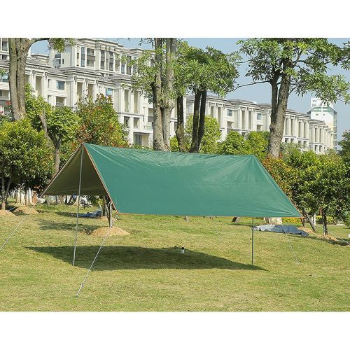  TAHUAON Hammock Camping Rain Tarp Waterproof Tent Tarp Ground Cover for Backpacking Hiking Beach Traveling Green (3*4m)