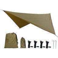 TAHUAON Camping Tarp Waterproof Rain Fly Tent Shelter Essential Gear Sunshade Hiking Backpacking Outdoor Awning (Brown)