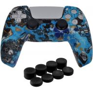 [아마존베스트]TAIFOND PS5 Controller Skins,Water Transfer Printing Bump Anti-Slip Silicone Case Cover for Playstation 5 Controller, PS5 DualSense Wireless Controller Accessories with 8 Thumb Grip Caps