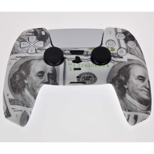  [아마존베스트]TAIFOND PS5 Controller Skins,Water Transfer Printing Dollar Anti-Slip Silicone Case Cover for Playstation 5 Controller, PS5 DualSense Wireless Controller Accessories with 8 Thumb Grip Caps