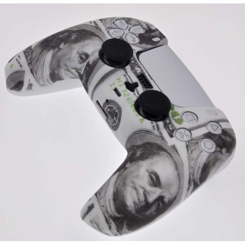  [아마존베스트]TAIFOND PS5 Controller Skins,Water Transfer Printing Dollar Anti-Slip Silicone Case Cover for Playstation 5 Controller, PS5 DualSense Wireless Controller Accessories with 8 Thumb Grip Caps