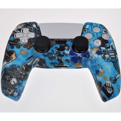  [아마존베스트]TAIFOND PS5 Controller Skins,Water Transfer Printing Red Camouflage Anti-Slip Silicone Case Cover for Playstation 5 Controller, PS5 DualSense Wireless Controller Accessories with 8 Thumb G