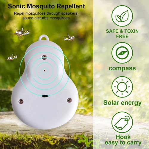  TAISHAN Solar Ultrasonic Outdoor Mosquito Repellent Bug Zapper Outdoor with Compass, Zapper Mosquito Can be Hung Zapper Electronic Insect Killer Design for Camping, Mountaineering, Picnic,