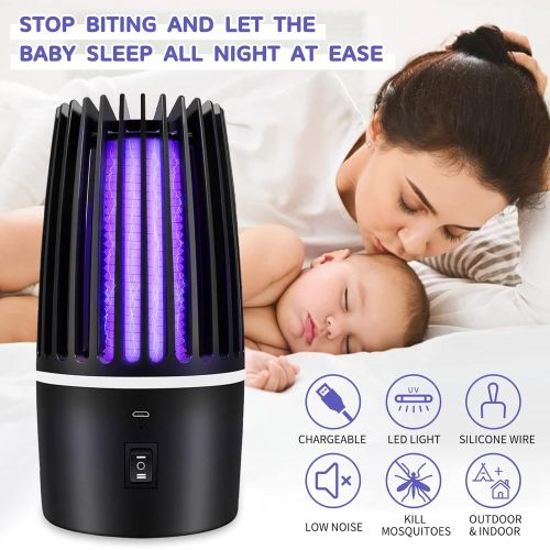  TAISHAN Bug Zapper Electric Mosquito Killer Lamp Outdoor 360°Coverage with USB Power,Indoor Insect Killer Trap for Gnat, Flies,Mosquito Bug,Nontoxic,Odorless Noiseless Powerful Efficient L