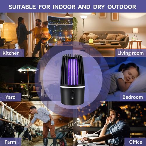  TAISHAN Bug Zapper Electric Mosquito Killer Lamp Outdoor 360°Coverage with USB Power,Indoor Insect Killer Trap for Gnat, Flies,Mosquito Bug,Nontoxic,Odorless Noiseless Powerful Efficient L
