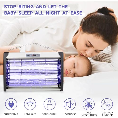  TAISHAN Powerful 20W Electronic Indoor Insect Killer Mosquito,Fly Killer Electric UV Bug Zapper,Fly Zapper, Mosquito Killer-Indoor,Grid Electric Shock Insect Fly Trap for Mosquito, Moth,Wa